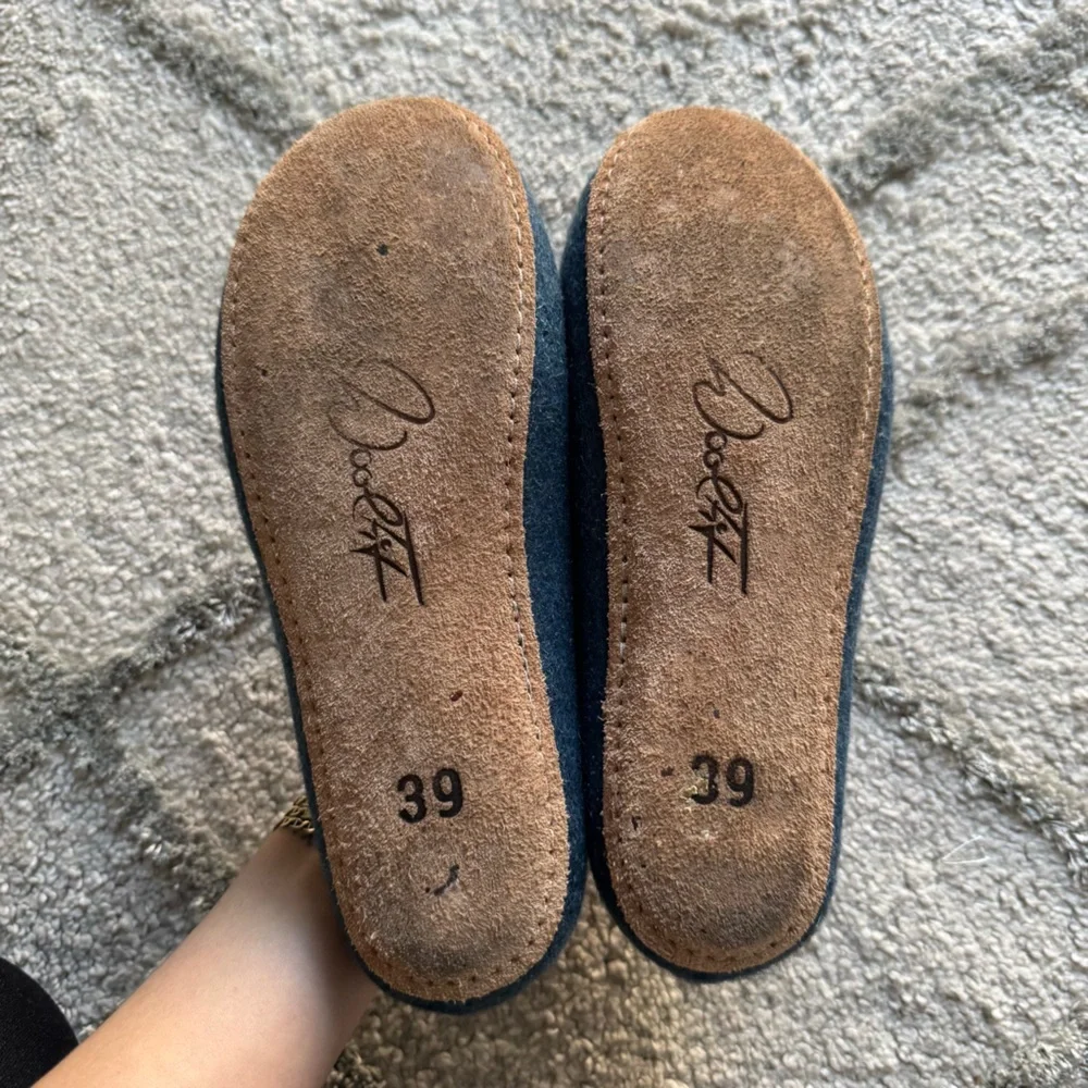 WoolFit wool felt handmade clogs slippers slip on blue German 39 / 9 - Picture 7 of 13